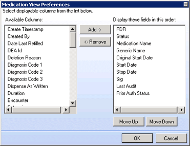 Medication View Preferences