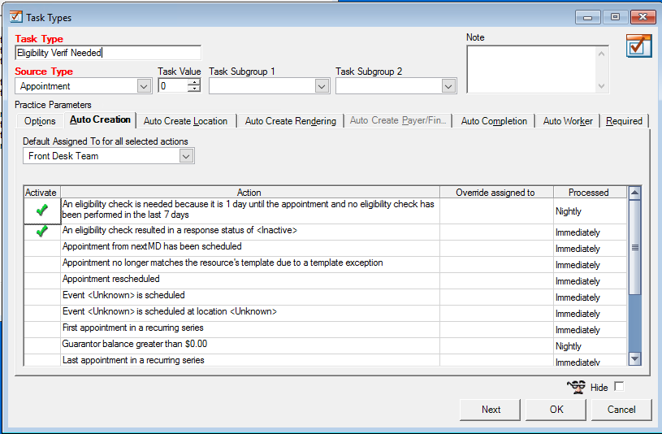 NextGen-auto-create-task-eligibility-verification