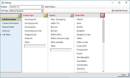 Settings Call Information