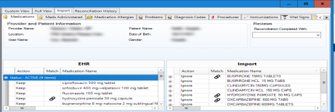 nextgen clinical reconciliation imports