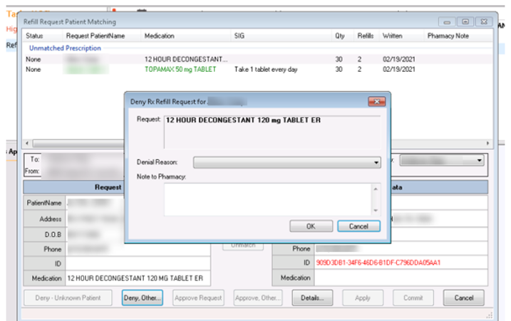 NextGen Unmatched Refills Module Approval and Denials