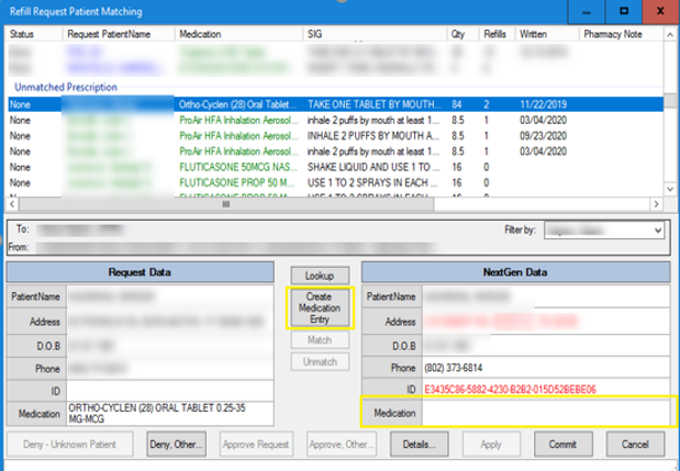 NextGen Unmatched Refills Module Matching