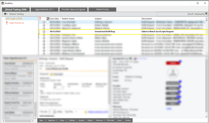 NextGen Unmatched Refills Module Task Reminder